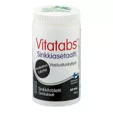 Vitatabs Sinkkiasetaatti Lakritsi 60 tabl. / 96g - Ravintolisät - 81000034 - 1